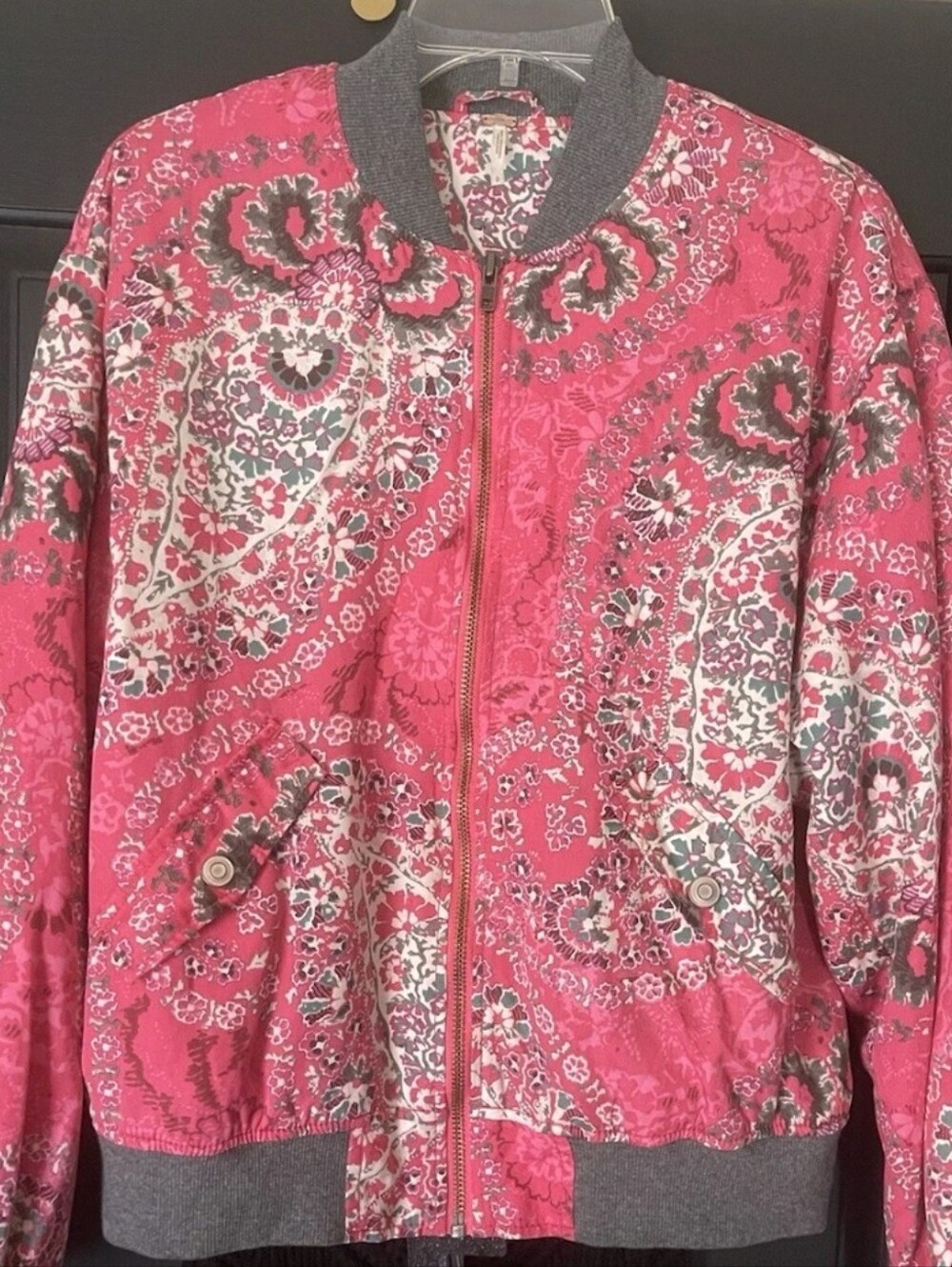 Free People Pink Daytrip Floral Paisley Bomber